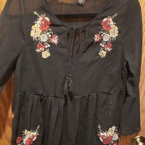 Sheer embroidered top